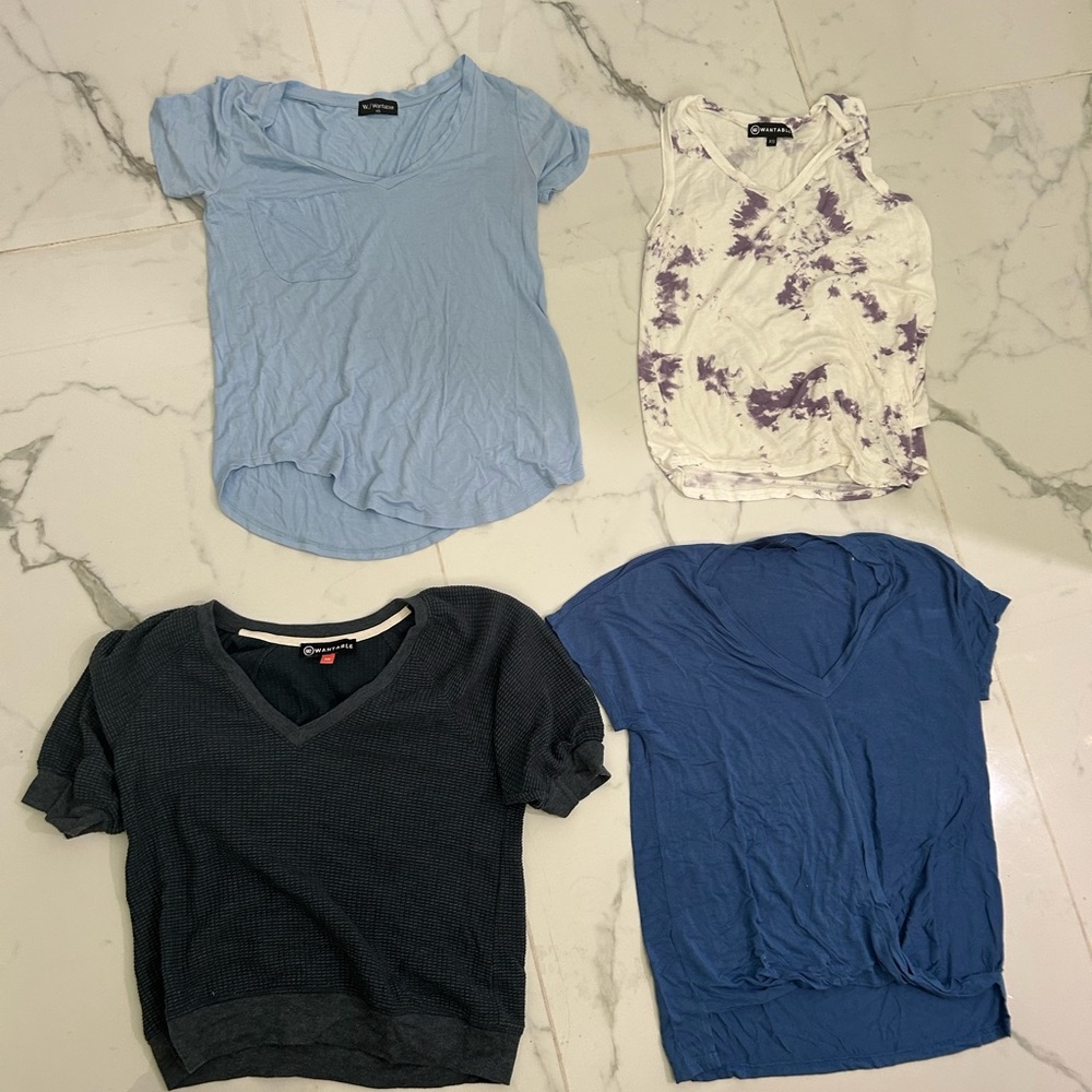 Blue and Black Women's Tops Set